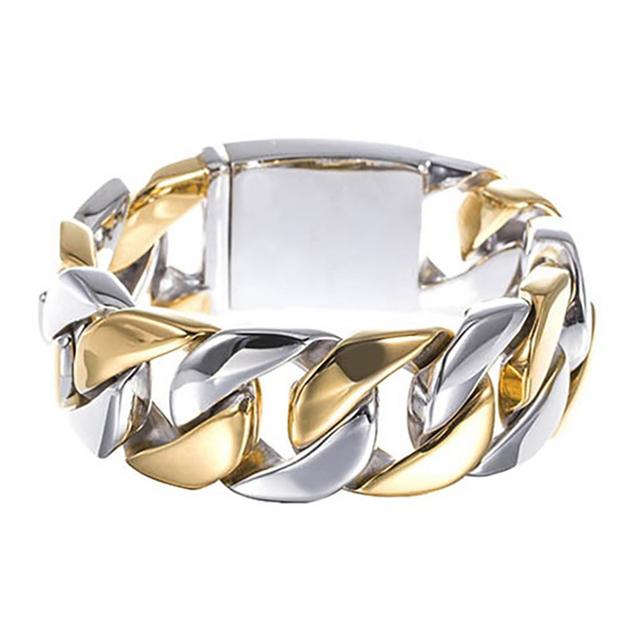Pulseira de Corrente Curb Cubana Cor Ouro Prata Pesada 26MM Homens Mulheres Hiphop Arco-íris Aço Inoxidável Biker Moto Pulseira Joia