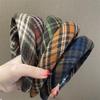 Academy Plaid Sponge Headband - Retro Korean & Japanese Style Hair Accessory.