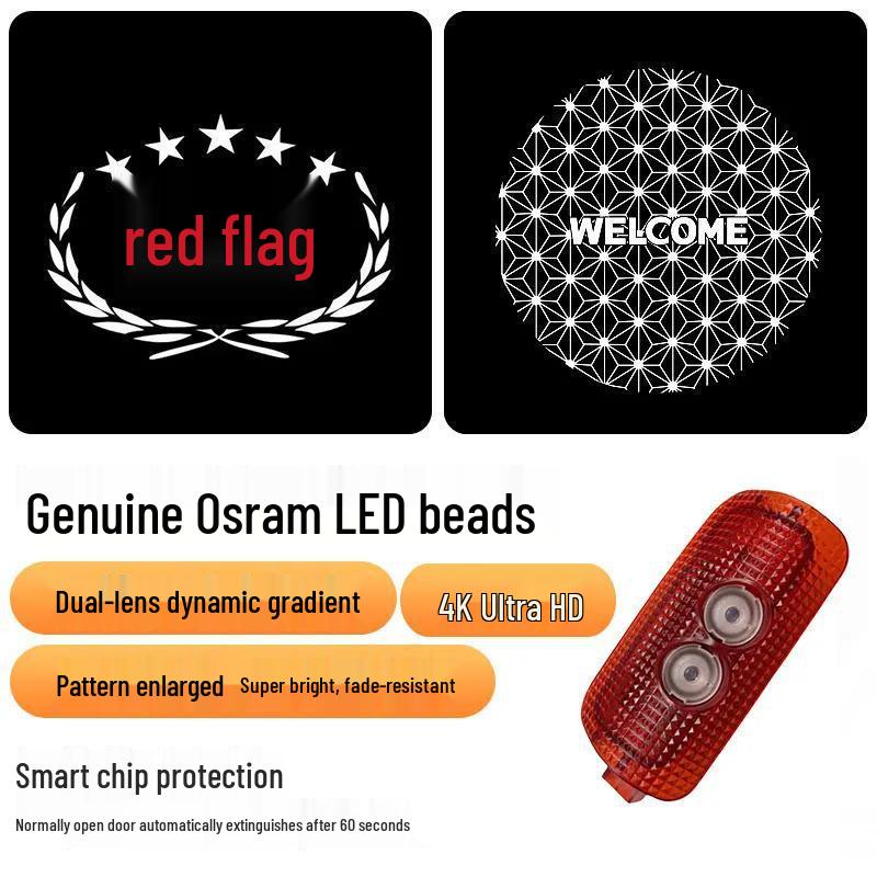 Dynamic Welcome Light for 2023-2025 Hongqi H5/H6/H7 Car Door Projection Interior Decoration