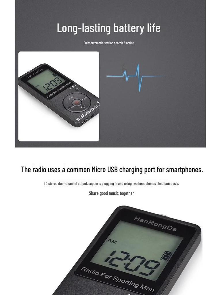 Rechargeable Digital Stereo Pedometer with FM/AM Radio Receiver