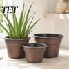 Lightweight Durable Plant Holders Retro Flower Pot with Saucer, Bronze Finish Drainage Holes, Decorative Pots for Balcony Breathable Thickened Plastic
