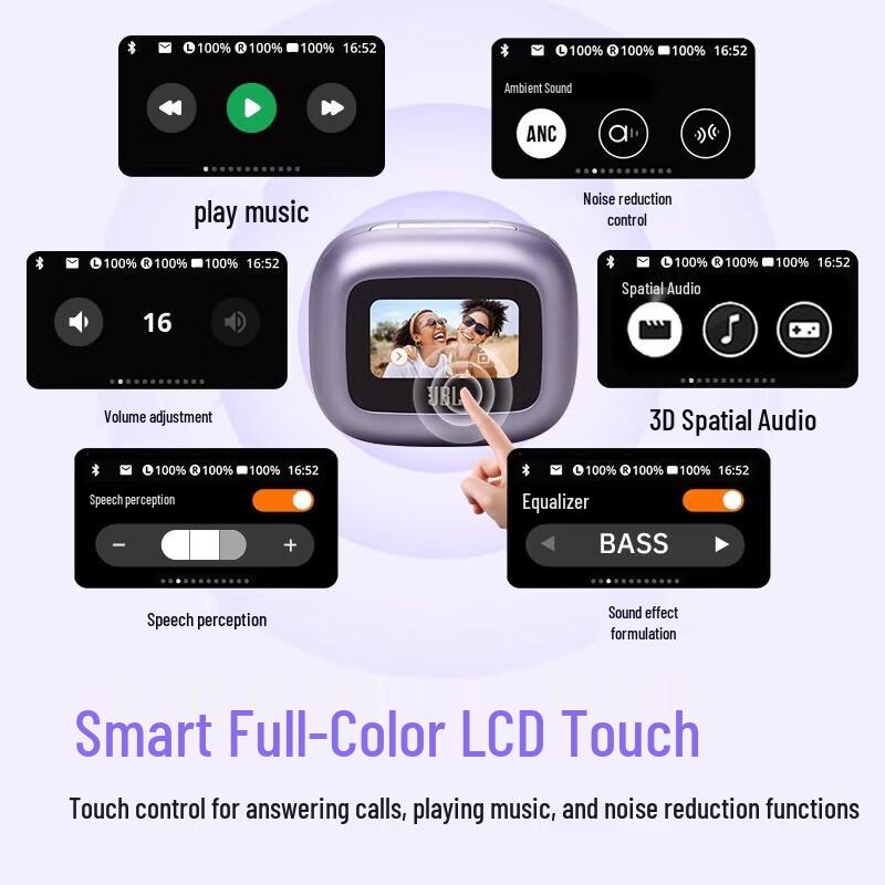 JBL LIVE BEAM 3 True Wireless Noise-Cancelling Earbuds with Smart Display Case