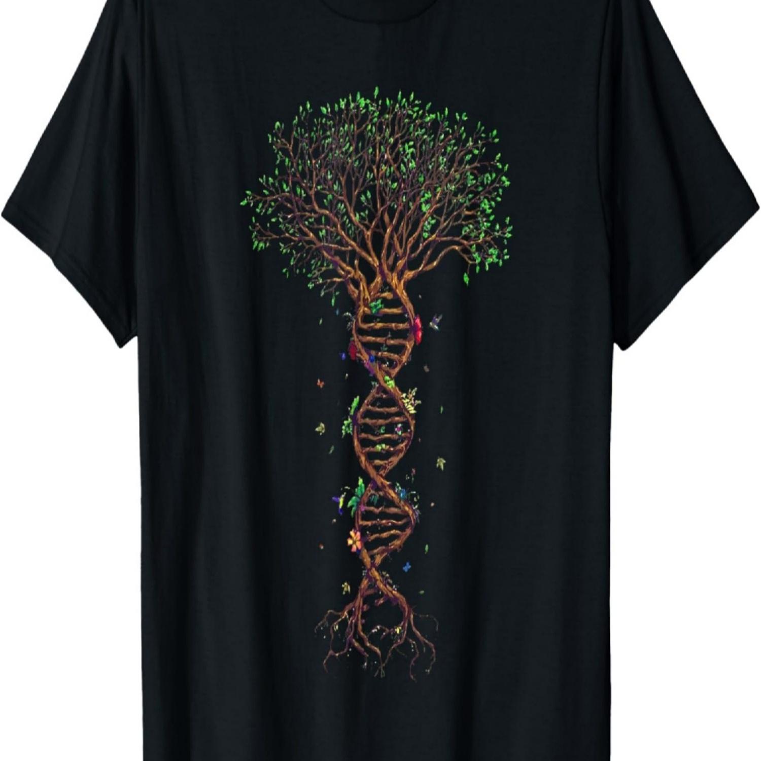 DNA Tree Genetic Funny Earth Day Plant A Tree Life Humor T-Shirt S чёрный