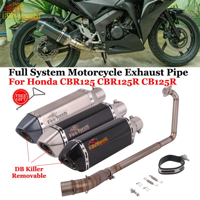 Slip On For Honda CBR125 CBR125R CB125R CBR 125 Motorcycle Exhaust System Front Link Pipe Muffler Escape Removable DB Killer
