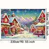 1 piece 2D Christmas Village Winter Wonderland Background Cloth - Snow View Cottage Festival Decoration and Snowflake Pattern