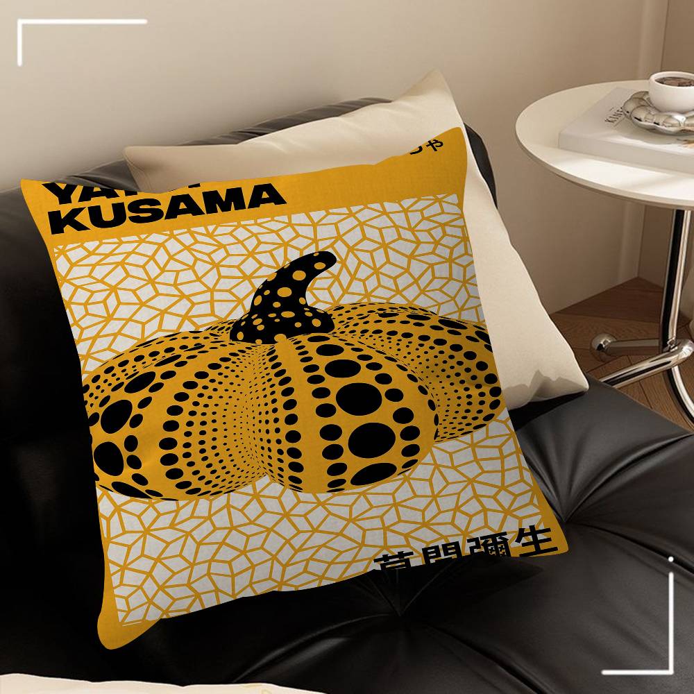 Yayoi Kusama Kunstausstellung Kürbisblumenkissen Anime-Kissen Sofabett Kopfkissenbezug Kissenbezug 45x45 cm Mode