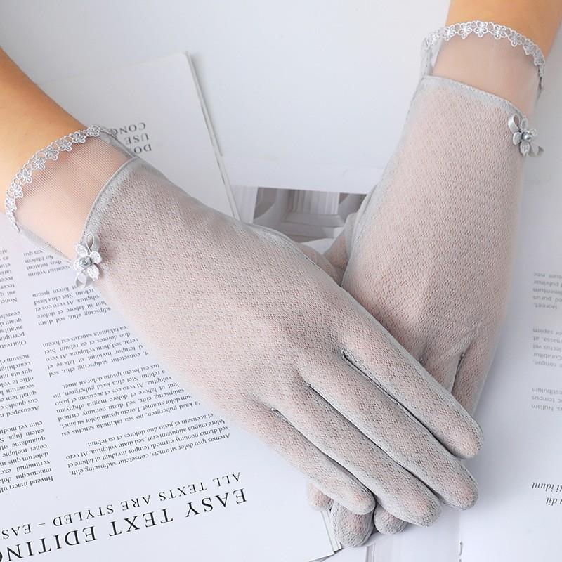 Women's Sunscreen Gloves Spring and Summer Thin Lace Touch Screen Gloves Driving Breathable Outdoor Shade Cycling Gloves