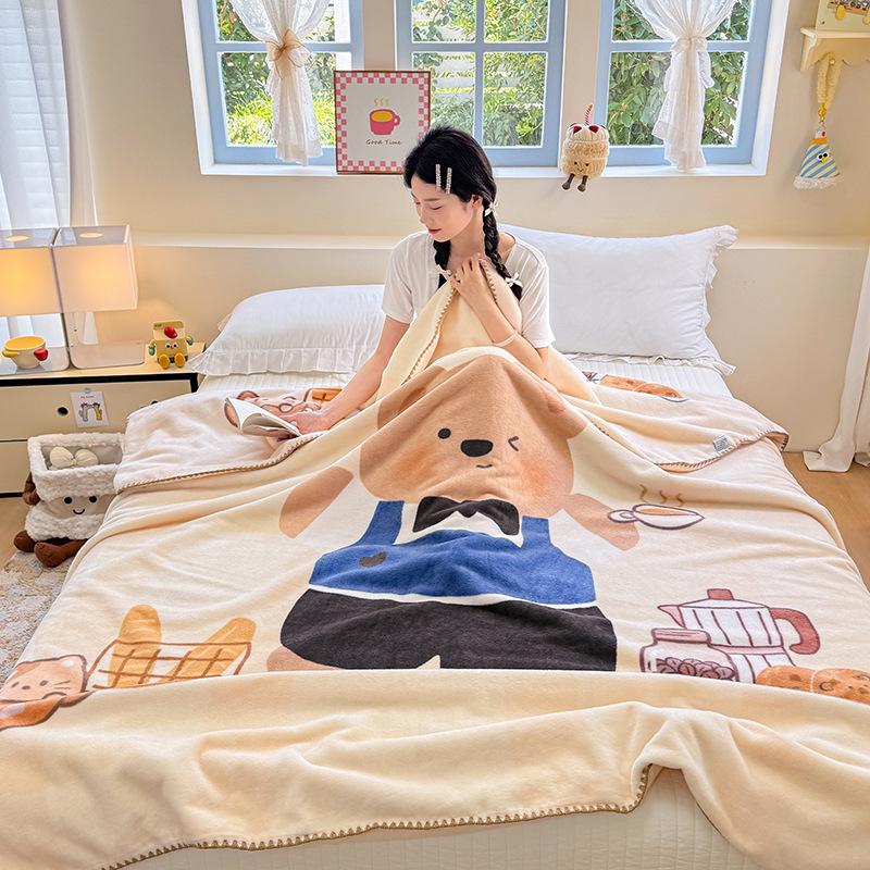 A-Class Plush Penguin Velvet Blanket - Double-Sided, Thickened, Imitation Cashmere Throw for Dorms and Shawls