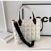 IELGY Large Capacity Handbag Fashion Solid Color Diamond Tote Bag