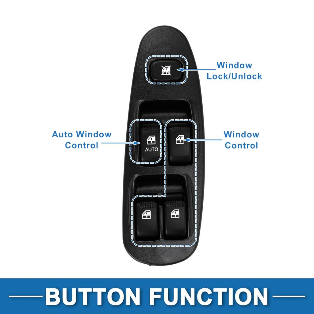 Power Window Switch No.0K2N266350A Front Left Driver Side Window Control Switch for Kia Spectra 2000-2004 Black