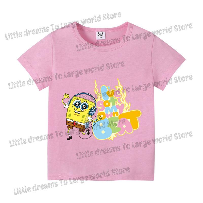 SpongeBobs Cartoon Tshirt for Children Cotton Soft Tee Boys Girls Tops Colorful Clothing Anime Printed Clothes Birthday Gift