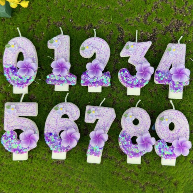 Fairy Birthday Number Candles Purple Pink Digital Candle 0-9 Number Cake Topper Girls Birthday Party Cake Decoration Supplies