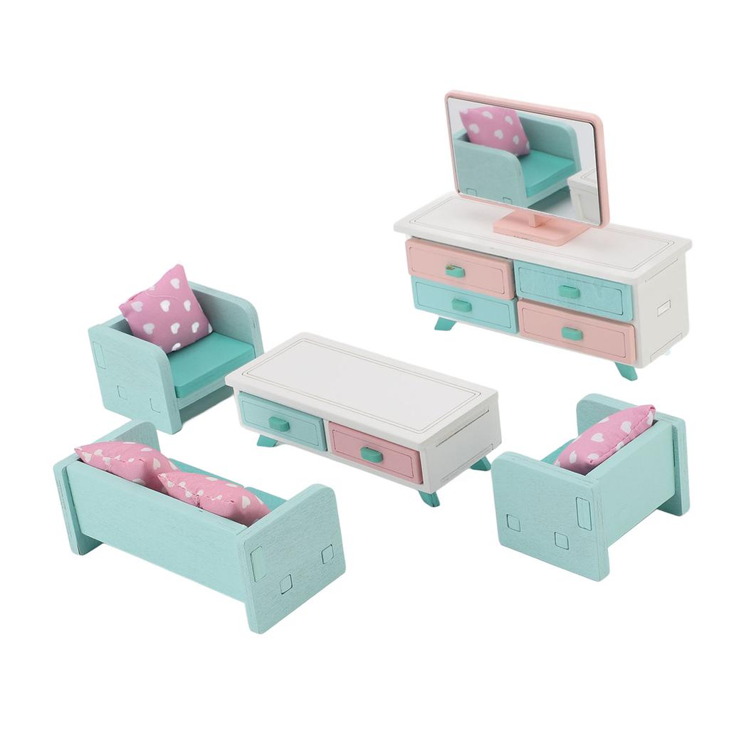 Miniature Dollhouse Furniture Set Living Room Scene Pretend Play Furniture Toys Educational Toy for