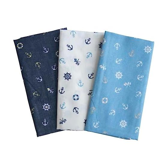 Cute Gauze Tenugui Gauze Towel Set, Gentle Touch, 100% Cotton, Made in Japan, Marine Pattern, 3 Pieces