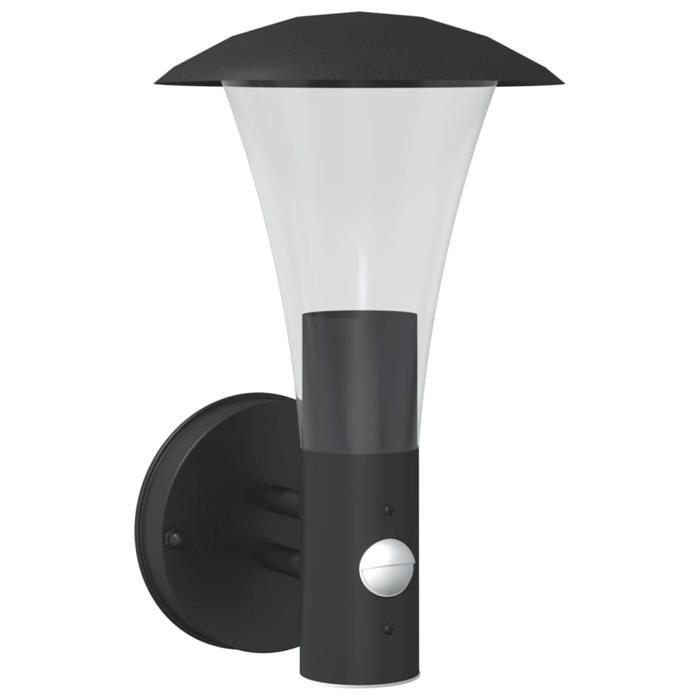 VidaXL Outdoor Wall Light with Sensor Black Stainless Steel, Outdoor Wall Lighting, Garden Wall Lamp, 4006242