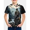 Summer Round Neck 3D Printed Motorcycle Rider Pattern Top Fashionable Casual Short Sleeved Children's Boy T-shirts