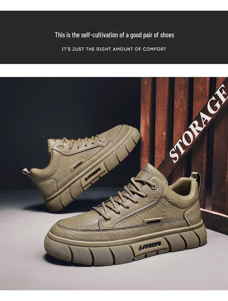 Herren Trendige Schwarze Leder Frühling Sneaker: Atmungsaktive, Wasserdichte, Rutschfeste Freizeitschuhe