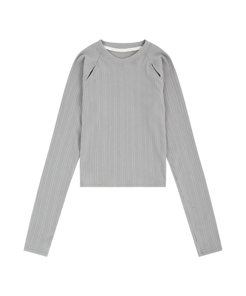 EASY NO EASY Ribbed Crop Long Sleeve - Grey