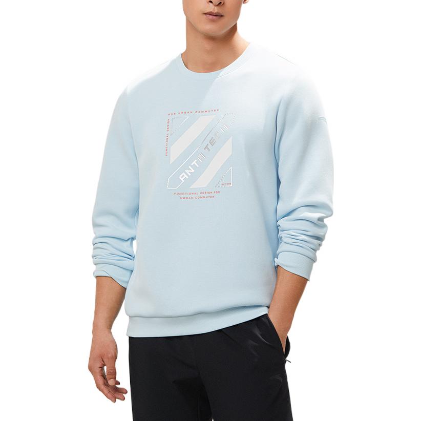 Anta FW22 Letter Pattern Appliqué Pullover Sweatshirt Unisex sweatshirt Blue 152237737-2