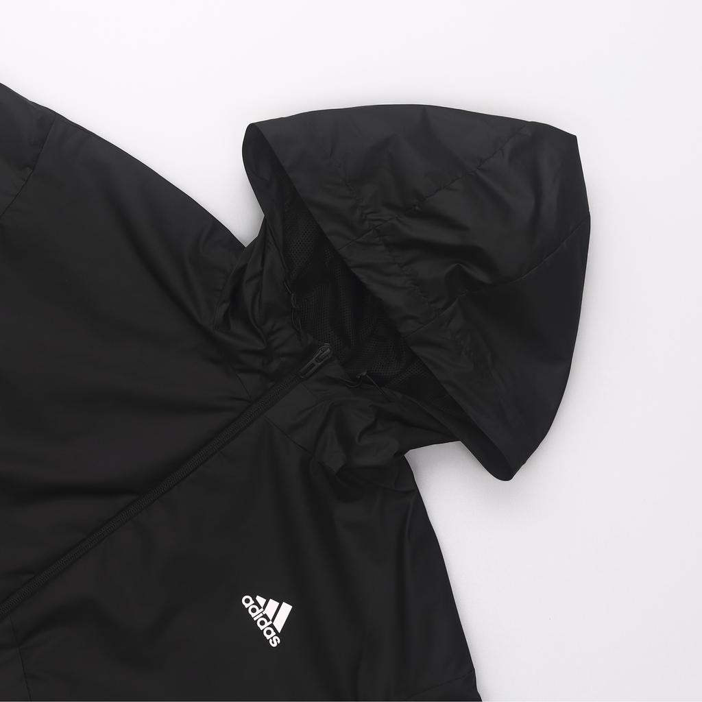 Adidas Logo Print Drawstring Hooded Jacket Women Jacket Black H07842