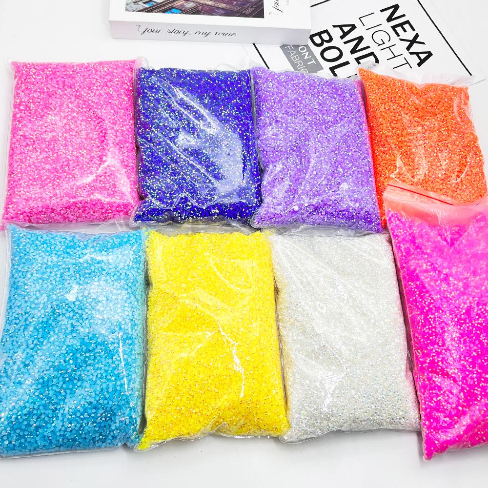 Hot Sale 2-6mm Flatback Resin Rhinestone Appliques Round Shape Bulk Colors for Nail Art Decoration Shoes Clothes Cup DIY