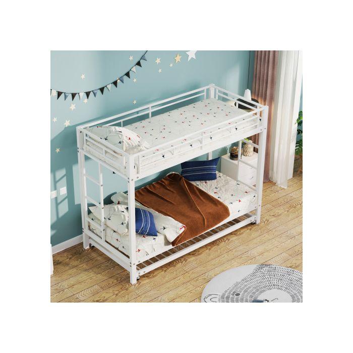 Pat supraetajat 90*200 cm, bariere înalte, certificat EN747, construcție robustă, culoare albă