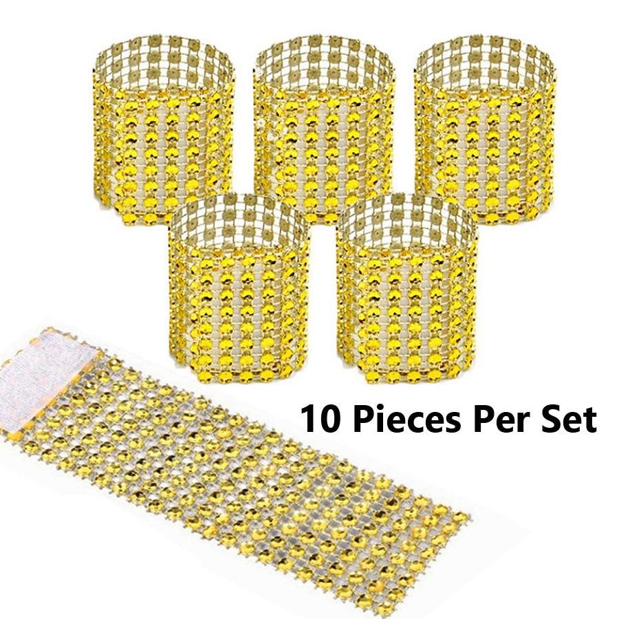 10Pcs Rhinestone Hollow Out Napkin Rings, Napkin Holders for Wedding, Holiday Party, Hotel & Catering Events