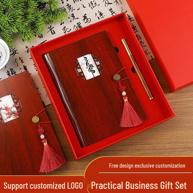 Premium Wooden Notebook Gift Set: Customizable Journal with Logo for Business Souvenir