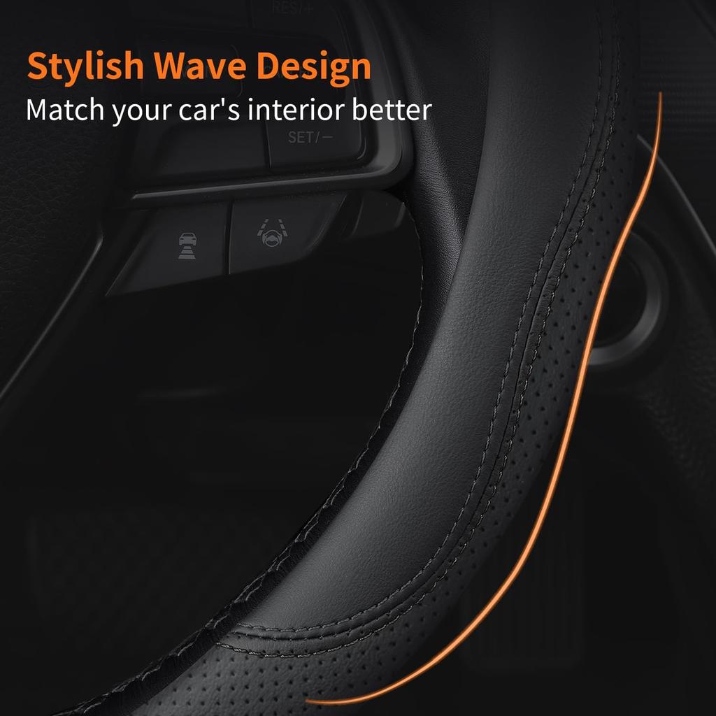 XHRING Car Steering Wheel Cover for Honda Civic Accord CRV HRV Pilot Passport Odyssey Element Insight Fit Ridgeline Clarity City LX EX EXL Si