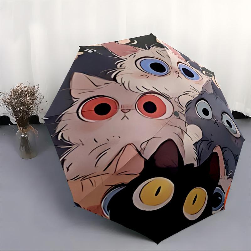 1pc Cat Eyes Automatic Open/Close Umbrella Sturdy Iron Frame, Compact Travel Umbrella - Perfect Gift for Women, Men, Birthdays020