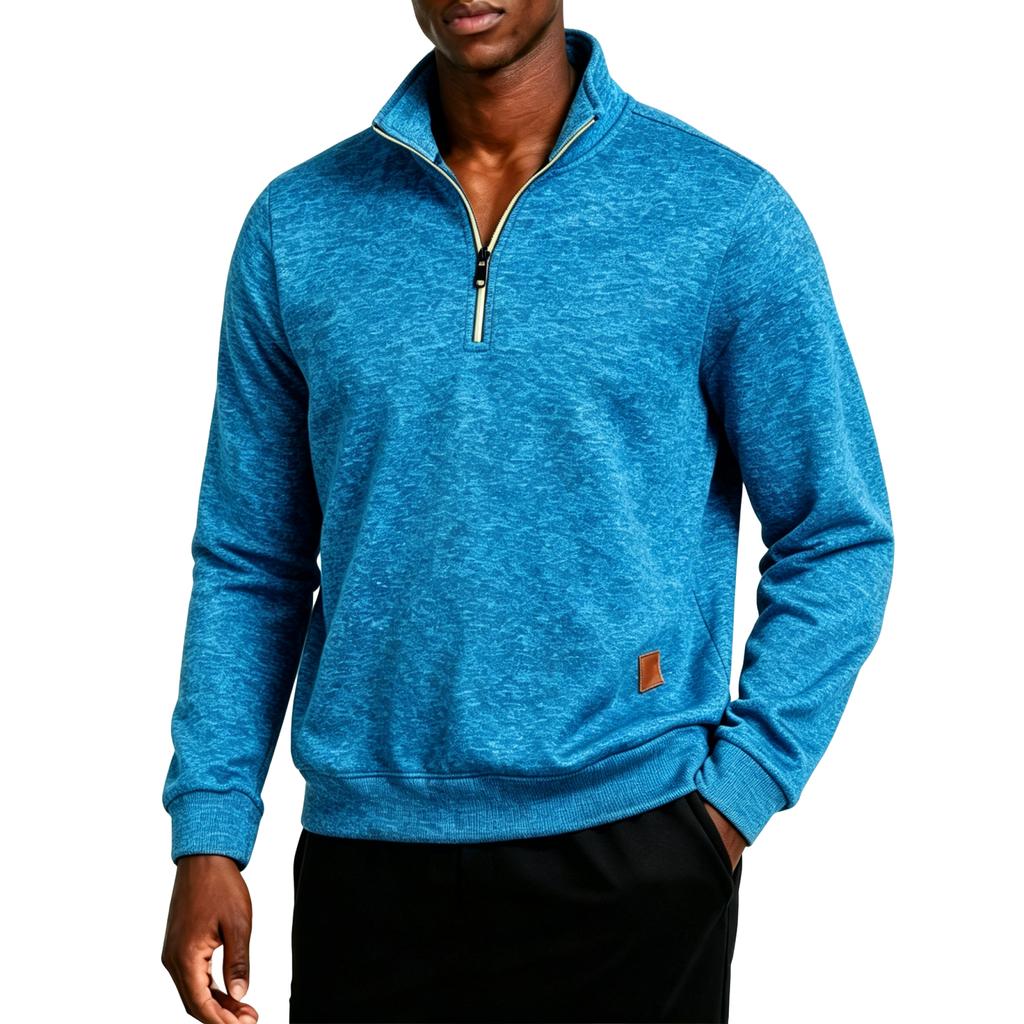 Men's Knit Pullover with Stand Collar and Light for Casual Wear