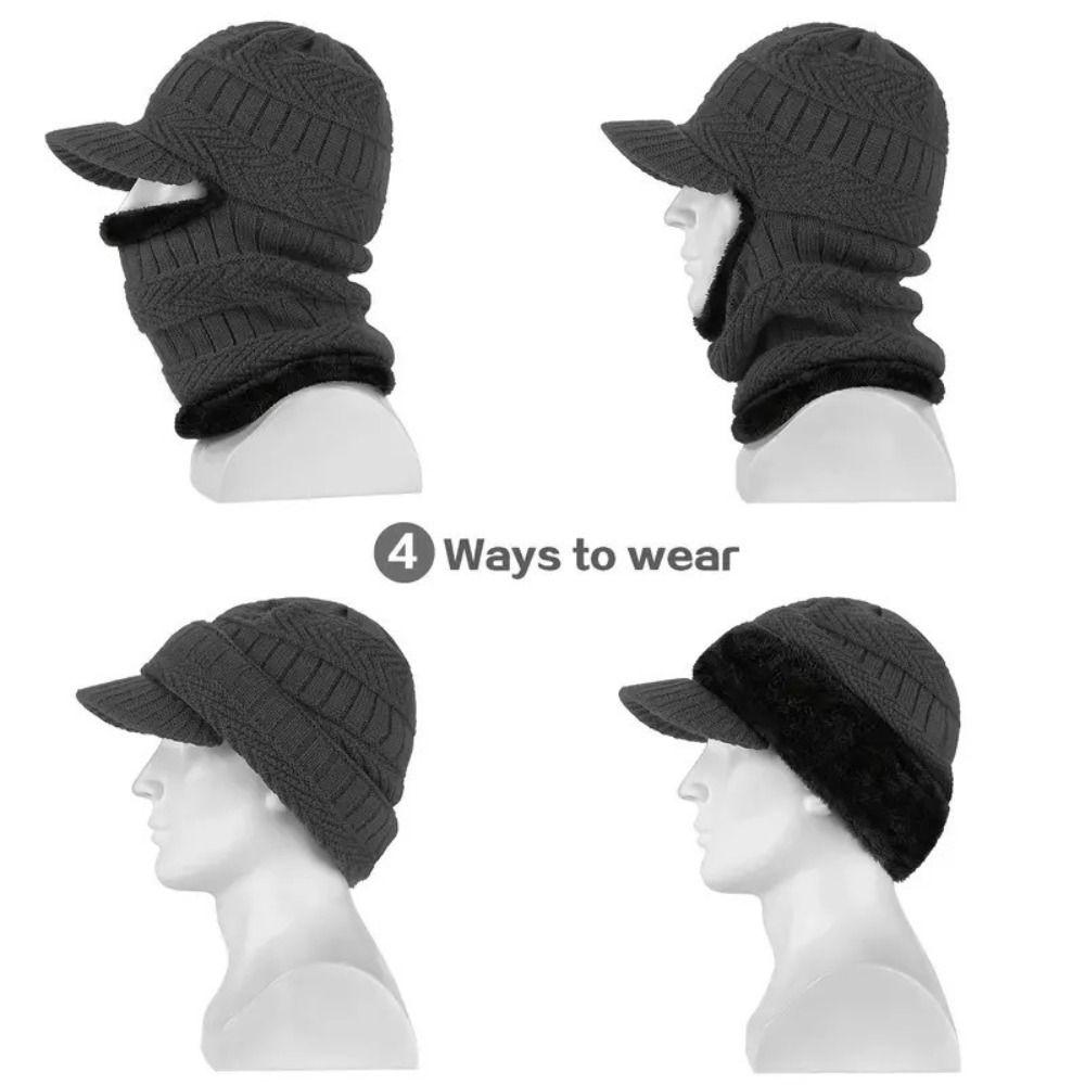 Woolen Yarn Skullies Beanies Hats Warm Ring Scarf Men Balaclava Winter Beanies  for Men Women