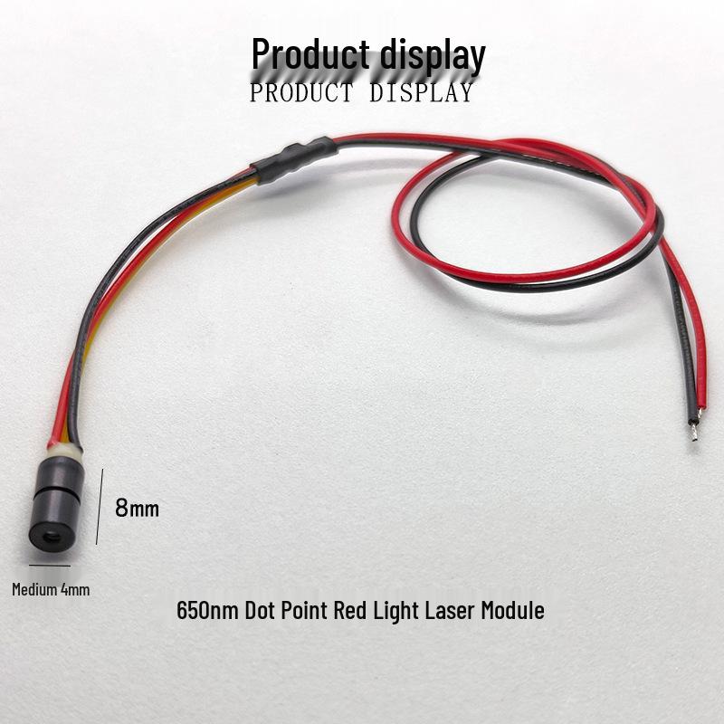 Red Laser Module 650nm 1mW 12V 4x8mm Dot Point Laser Head - Black Model