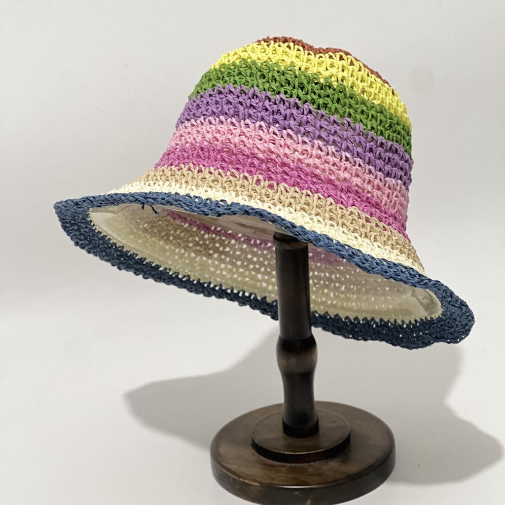 Di Lizheba hat women's new spring and summer rainbow straw hat seaside beach sun hat