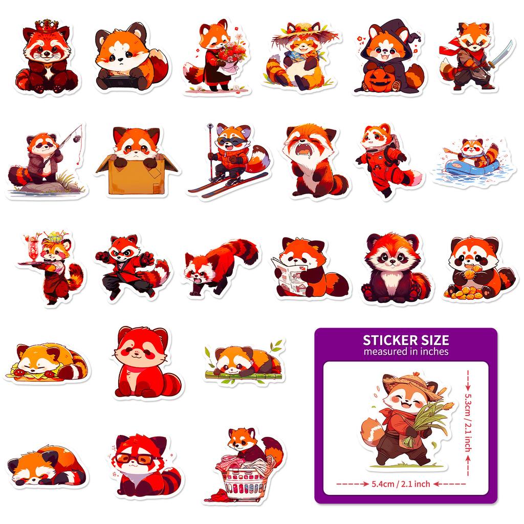 50 Cartoon Little Panda Stickers New Product Cute Little Animals Red Panda Little Panda Cartoon