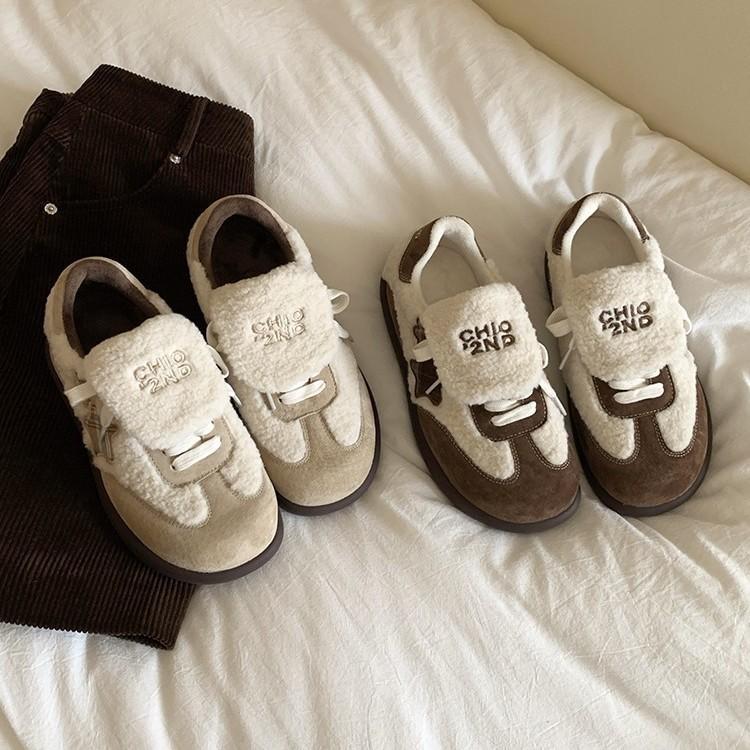 Lan Cabinet, Dexun Shoes Women's Autumn and Winter 2025 Winter New Soft Waxy Plush Cotton Shoes Versatile Sports and Leisure Shoes