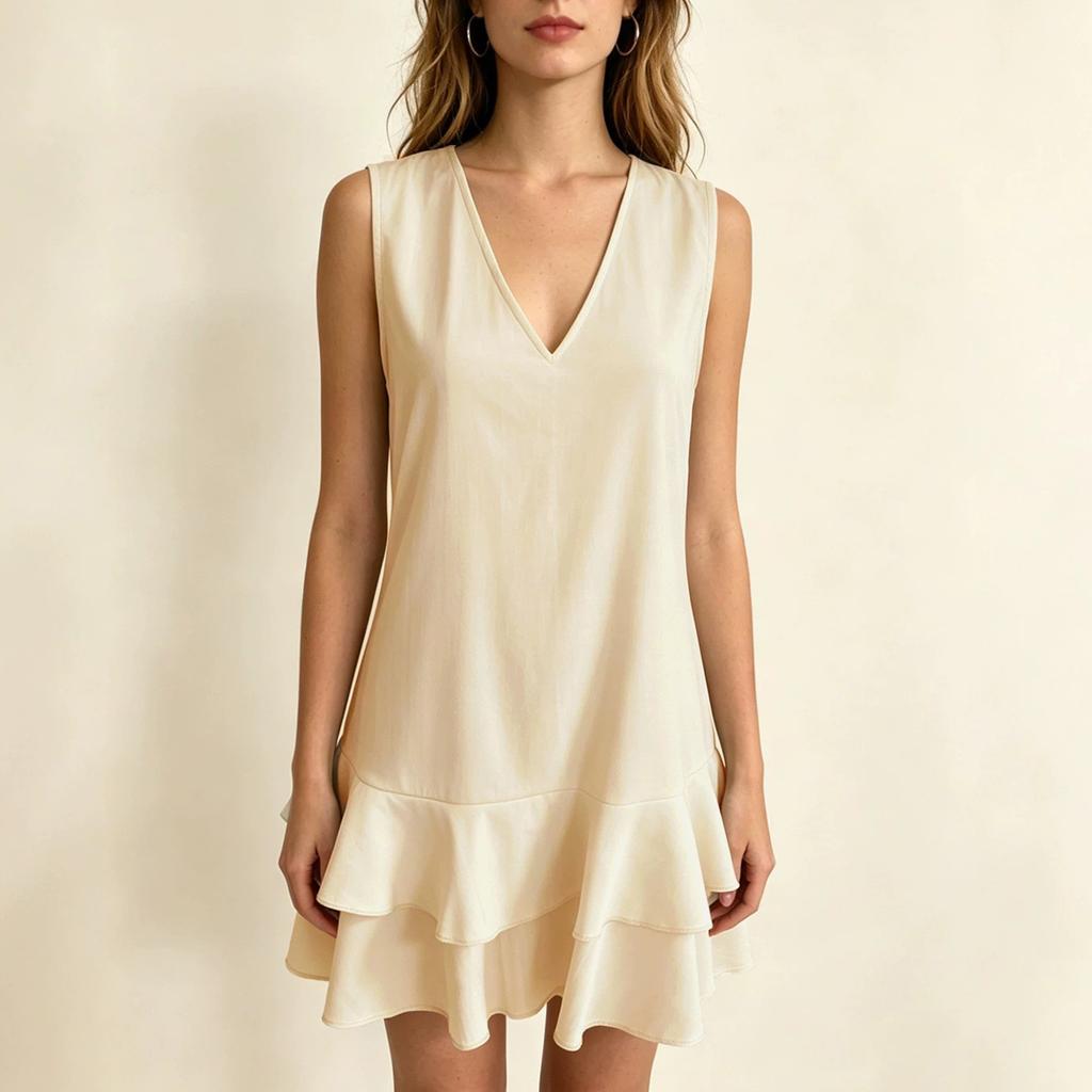 V Neck Sleeveless Ruffle Hem Dress for Women Casual Dresses for Women Summer Dresses for Women Spring Dresses for Women Maxi Dresses for Women