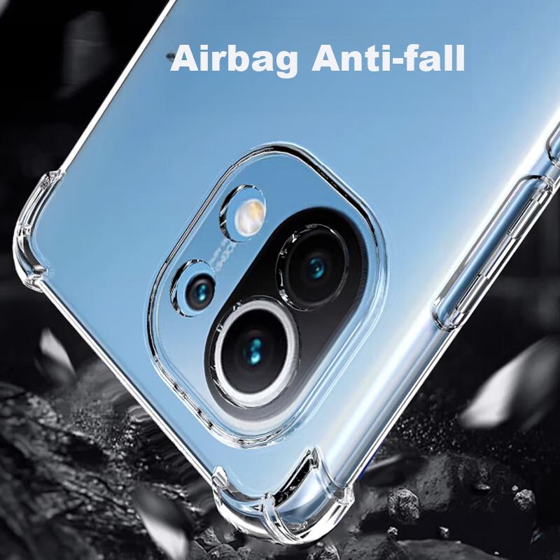 Compatible with Xiaomi 11 Youth Edition, Shockproof Phone Case with Four Corners, Full Protection Airbag Transparent Soft TPU - Clear White