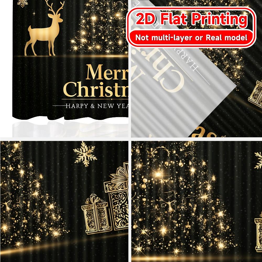 Set aus 2 flachen Druckvorhängen ohne Stange Merry Christmas Dekorationsdesign Valentinstag Feiertag Vielseitig Hergestellt aus Polyester