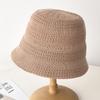 New knitted hollow breathable bucket hat women's foldable basin hat spring and autumn plain hat bucket hat shows small face