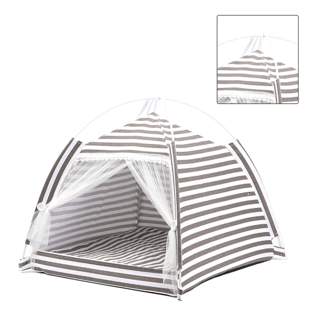 Warm Pet Sleeping Tent Removable Cotton Linen Pet Indoor Tent for Cats Dogs Small and Medium Sized