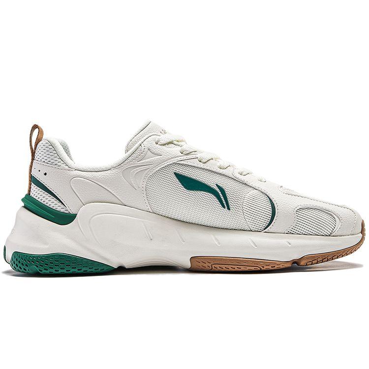 Li Ning Cream Coconut Versatile Retro Dad Shoes Shock Absorption Support Wear Resistant Non Slip Low Top Casual Shoes Men Sneaker AGCT391-2