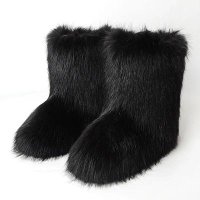 Winter-Fuzzy-Stiefel für Damen, Plüsch-Schneestiefel, Luxus-Kunstpelz, Damenschuhe, weibliche Fuzzy-Schuhe, neue Mode, warme Stiefeletten 2024