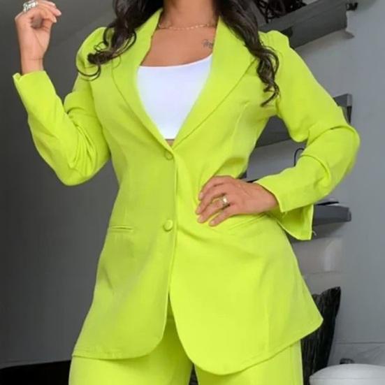 Traje de Dos Piezas para Mujer Atuendo de Negocios Chaqueta Blazer Casual y Pantalones Elegantes de Pierna Ancha Conjunto Formales para Oficina