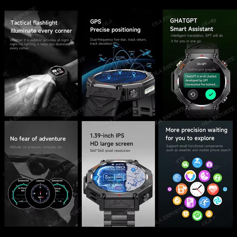 2025 New Swimming Smart Watch Watch IP69K Waterproof BT Call GPS Compass Amoled Military Sport Smartwatch Men Women for Xiaomi Huawei