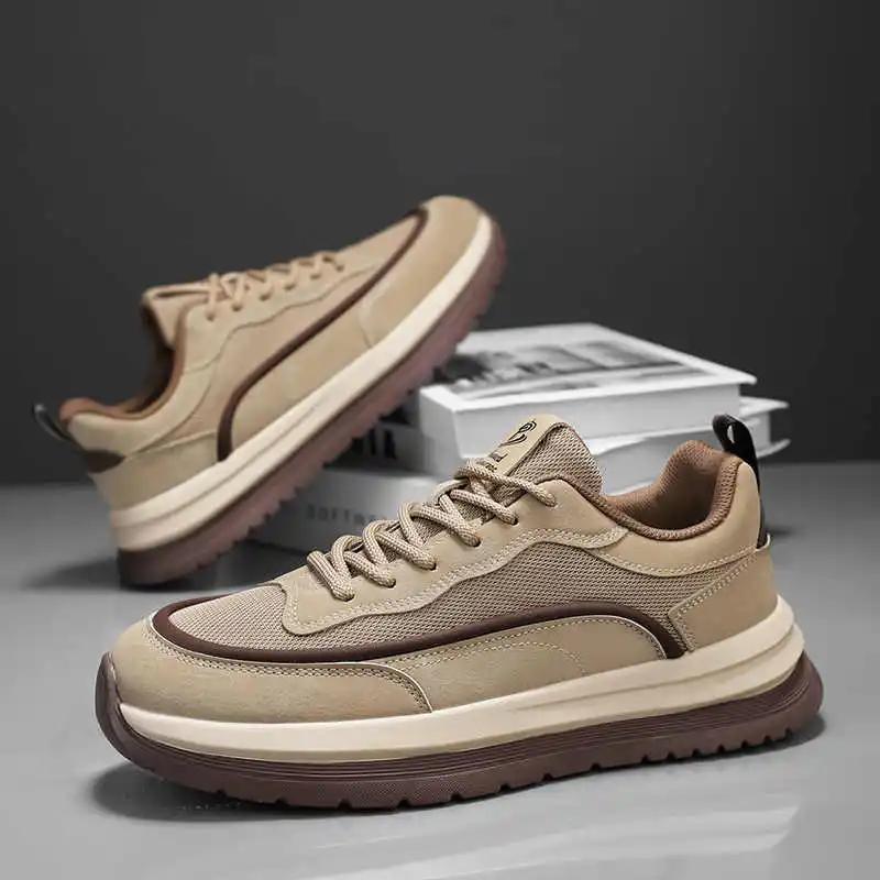 Thick Sole Natural Leather Mens Suppliers Woven Sneakers Unisex Large Size 44 45 46 47 Shoes Sports Wide Fit Global Brands