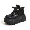 Platform short boots women's 2025 autumn and winter new versatile high-top shoes casual small leather shoes small inner height-increasing women's shoe