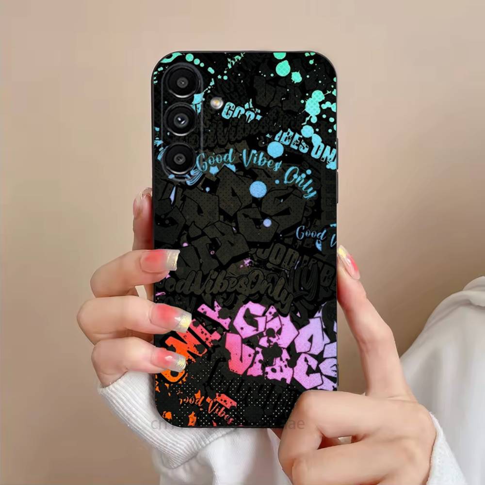 Graffiti Phone Case For Samsung S25,24,23,22,21,S20,Ultra,Plus,FE Black Soft Cover