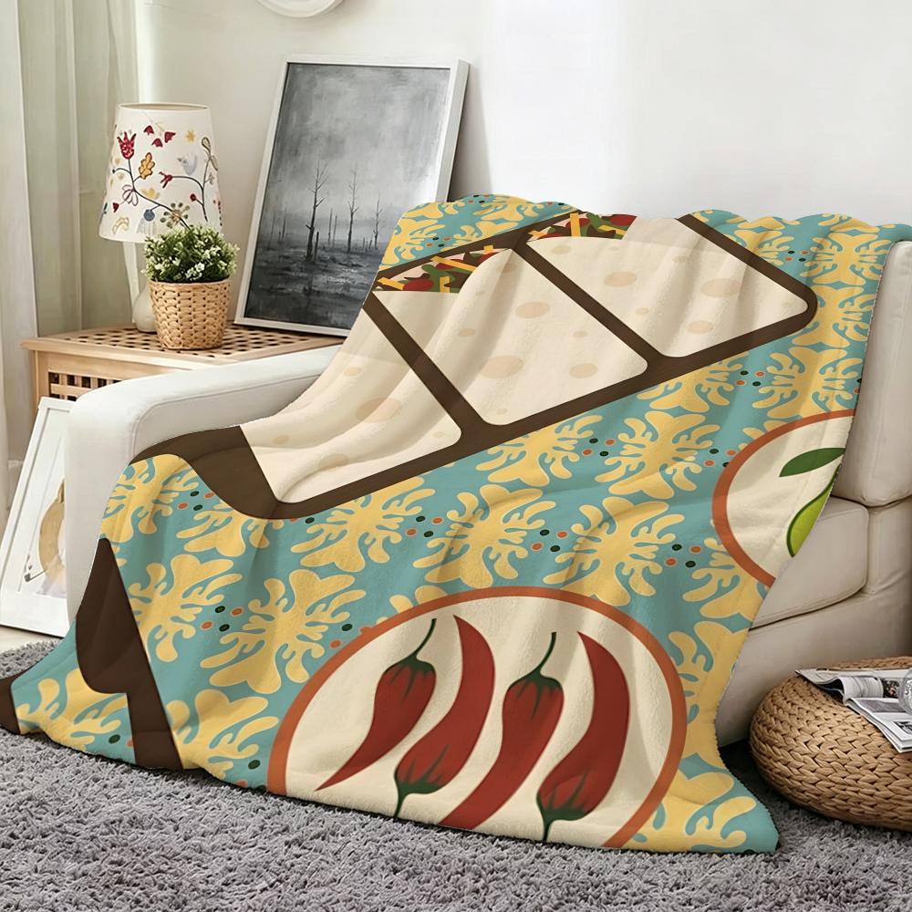 Design C Cartoon P Pattern F Food Throw Flannel Throw Blanket Suitable for Sofa Living Room Bedroom