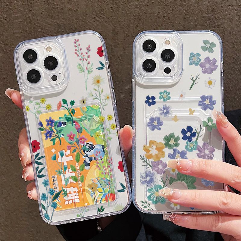 Držák na karty Silikonová peněženka Kapsa Pouzdro Pro iPhone 17 Air 16 Pro Max Samsung A06 A16 A36 A56 Xiaomi Redmi Note 12 13 14 Kryt Průhledný nárazník telefonu